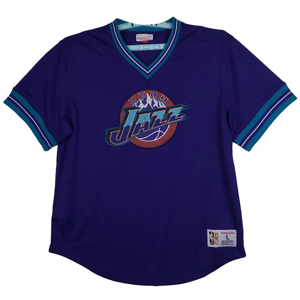 Utah Jazz Mitchell & Ness NBA Large Jersey Shirt Embroidery‎ Logo Purple New